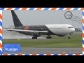Plane Spotting at Copenhagen Airport - Wet &amp; Short Titan Airways Boeing 767-300ER Takeoff