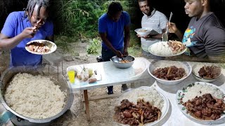 Stew Peas with Coconut Rice\/delicious meal- outdoor Cooking -jamaican style