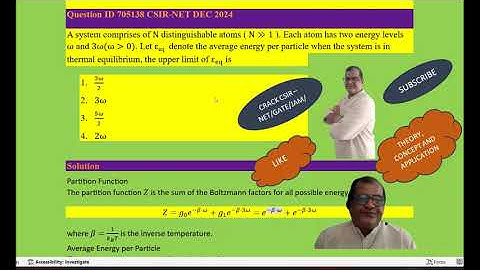 Question ID 705138 CSIR-NET DEC 2024 PYQ SOLUTION :  STATISTICAL MECHANICS BY Dr. JAIDEV HARJAWANI