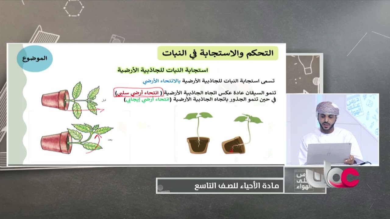 التحكم والاستجاب في النبات أحياء للصف التاسع الفصل الثاني