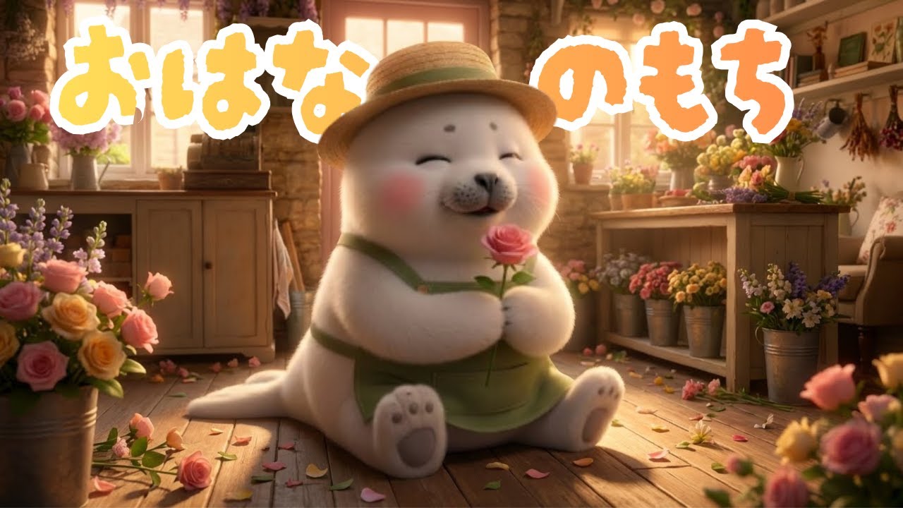 【社畜アザラシのもち】お花屋さんで働く赤ちゃんアザラシ「もち（Mochi）」🌷🦭Baby Seal Mochi Working at a Flower Shop