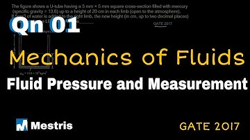 Mechanics of Fluids 01 | Fluid Pressure and Measurements | Gate Previous year | Mestris