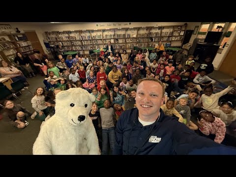 WNDU Meteorologist Andrew Whitmyer talks weather at Sylvester Elementary School