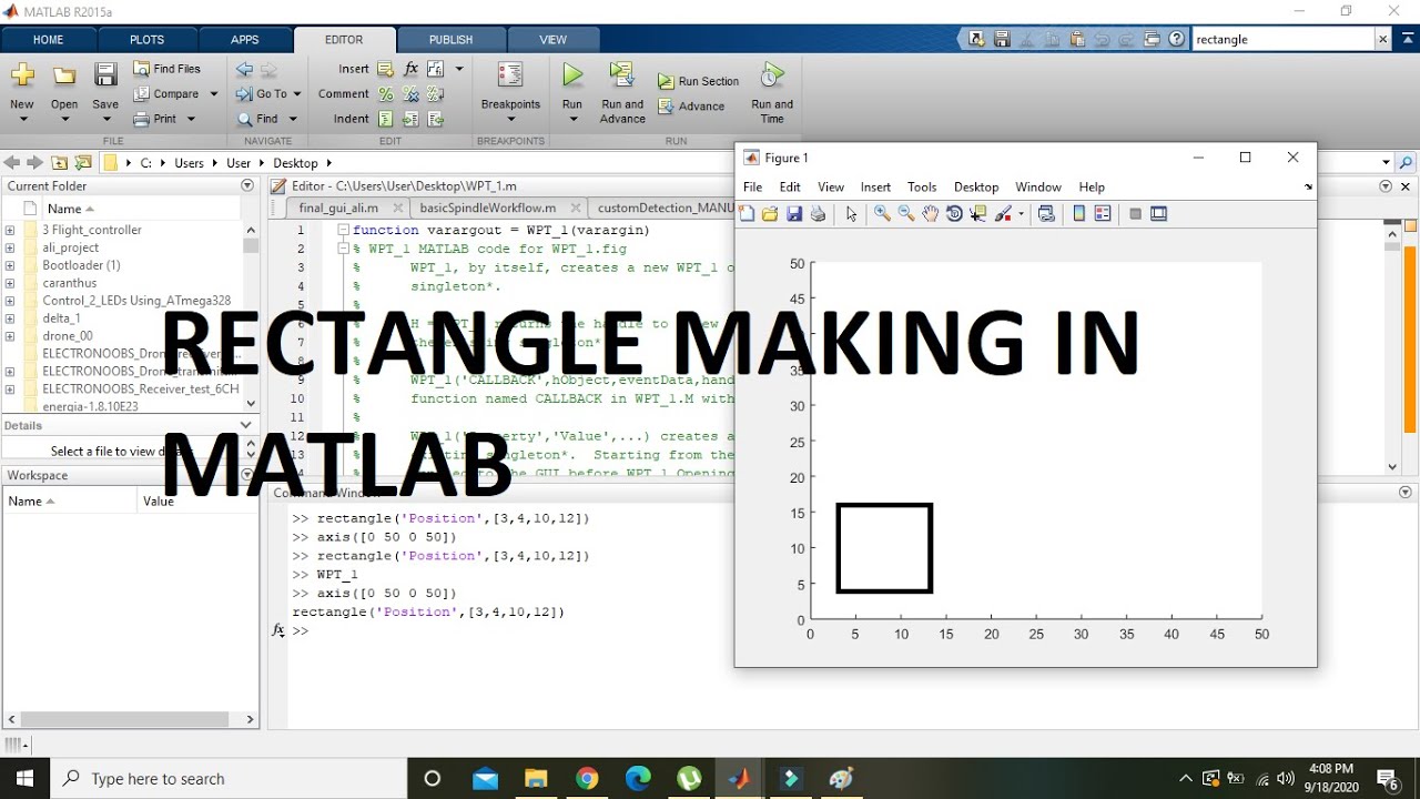 How To Make A Rectangle In Matlab | Rectangle In Matlab | Code For Rectangle Making In Matlab