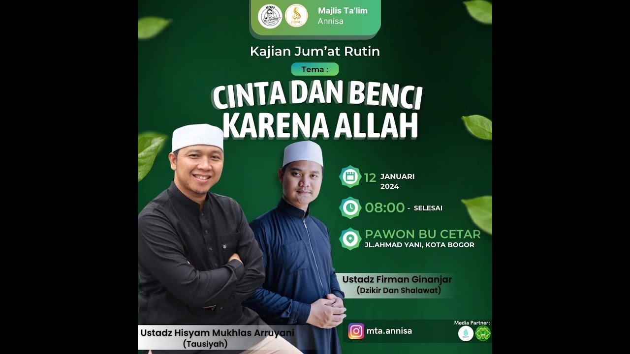 Cinta & Benci Karena Allah | Ustadz Hisyam Mukhlas Arruyani | Kajian MT. An Nisa | Pawon Bu Cetar