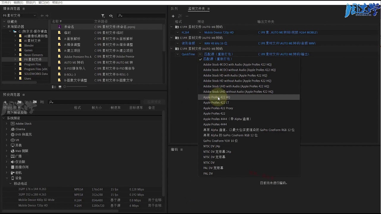 12.07.使用ME设置监视文件夹批量转码格式 | Adobe Premiere 2020教程