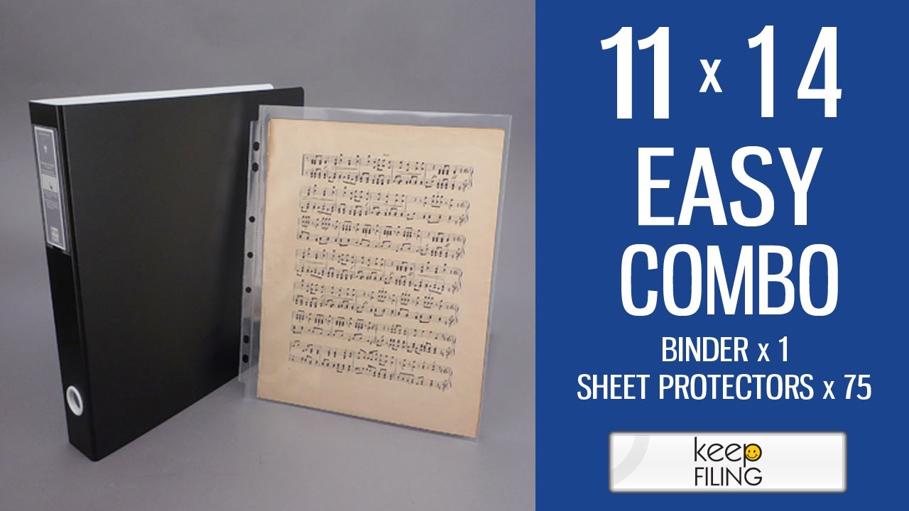 11x14 Poster Size Binder Combo, 1 Poster Size 11 x 14 Binder, 75 Pcs Clear 11 x 14 Sheet Protectors - Keepfiling