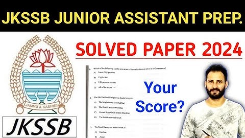 JKSSB JUNIOR ASSISTANT QUESTION PAPER | JKSSB Jr Asst. 2024 Paper Solved - Part 1#jkssb