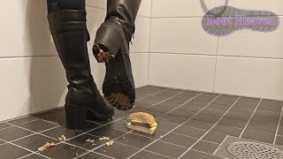 Lace-Up Boots Crush Hamburger Food Crush Asmr