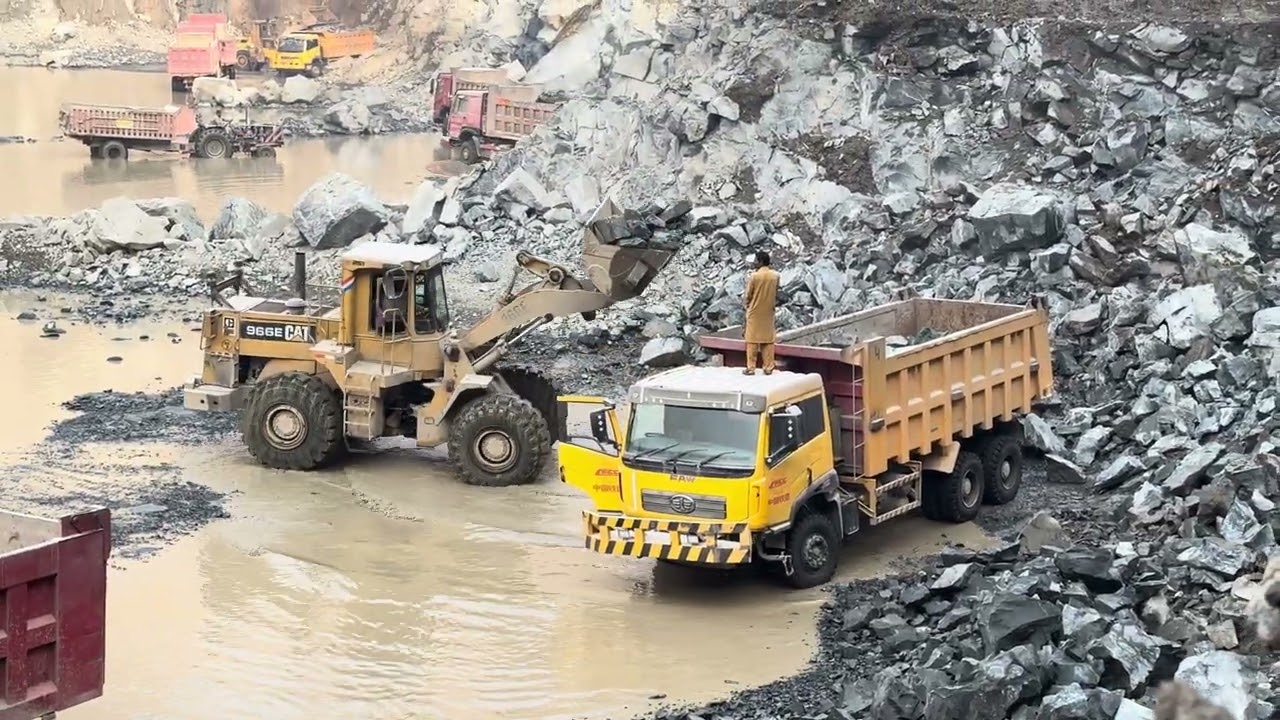 INSANE Caterpillar Loader Loading MassiveRocks into Truck 🚜 | Satisfying HeavyEquipment Work
