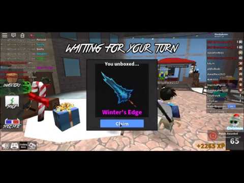 I Unboxed The Mm2 Christmas Godly Winters Edge Murder Mystery 2 Youtube - winter s edge giveaway on mm2 good luck roblox murder mystery