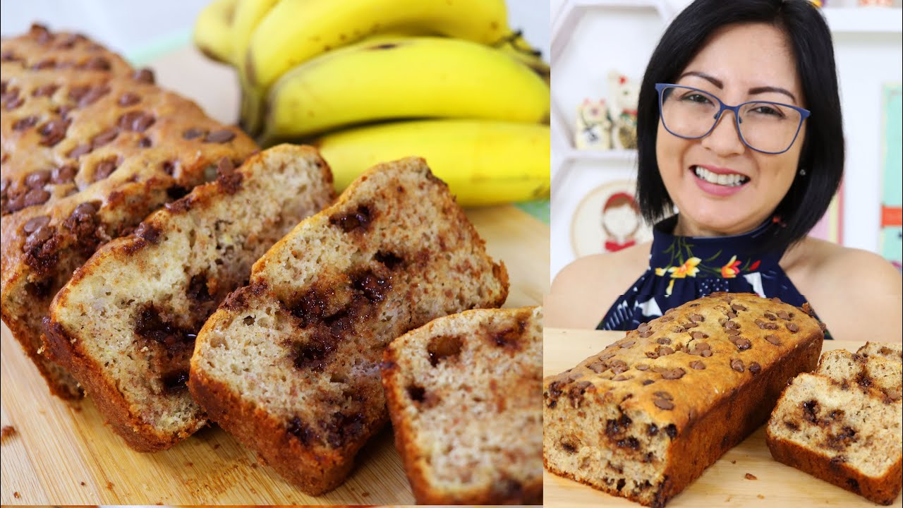 PÃO DE BANANA OU BANANA BREAD - SUPER FÁCIL E DELICIOSO COM RECHEIO DE CHOCOLATE - MEGA SABOROSO