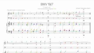 Bach Chorale BWV 19-7 Harmonic analysis with colored notes -Freu dich sehr, o meine Seele-