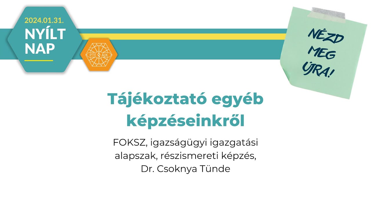 Tájékoztató egyéb képzéseinkről (FOKSZ, igazságügyi igazgatási alapszak, részismereti képzés)