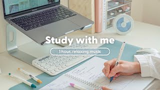 Study with me: 1 Hour / Relaxing Music / แกะกล่อง + จัดโต๊ะอ่านหนังสือ