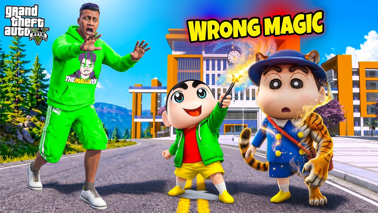 🐯 Shinchan's Magic Goes Wrong! Pinchan Becomes a Tiger Man 😱 | Franklin & Shinchan GTA 5 Malayalam