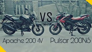 tvs apache rtr 200 4v vs pulsar ns 200 video