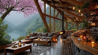 Rainy Mountain Riverside Coffee Shop 🌧️ Rain Sounds & Smooth Jazz Playlist for Relax & Calm Mind ☕