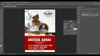 How to design a Ghana One Week Funeral Poster Photoshop CC
