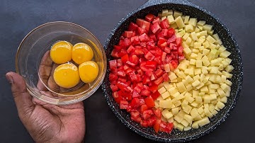 Just add Eggs to Tomato! Quick Breakfast in 5 minutes. Simple and delicious Recipe.