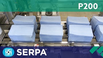 P200 Side Load Case Packer running folded cleaning towels