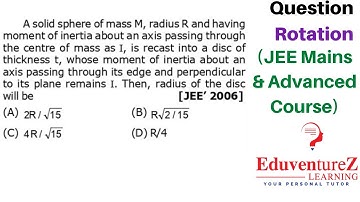 A solid sphere of mass m and radius R has Moment of Inertia about an axis passing through the centre