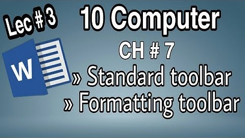 Standard and Formatting Toolbar in MS WORD | 10 class computer chapter 7