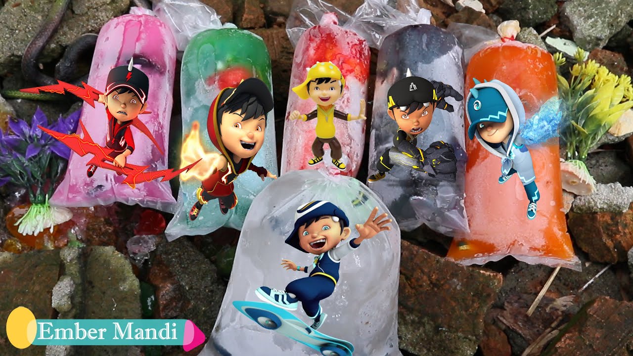 Menemukan Mainan Boboiboy Dalam Es Batu Warna Warni