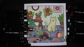 Cat Moments: Meow Life Coloring Book for Adults and Teens (Cat & Dog Coloring Book)