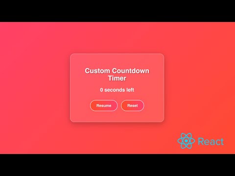 🔥 Custom Countdown Timer in React with Pause & Resume | Elegant Glass UI Design 🔥