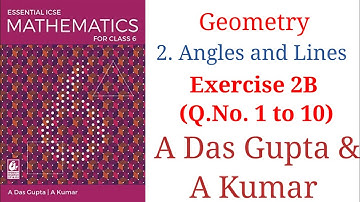 ICSE Mathematics| Geometry| 2. Angles & Lines | Exercise 2B Class 6 Solutions| A Das Gupta #icse