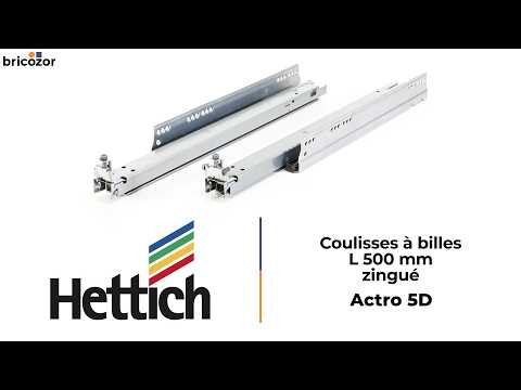 Coulisse à billes Silent System - 70 kg - sortie totale - Actro 5D HETTICH