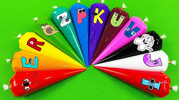 Rainbow SLIME 🌈 Looking Numberblocks, Alphablocks, Alphabet Lore with Piping Bags - ASMR