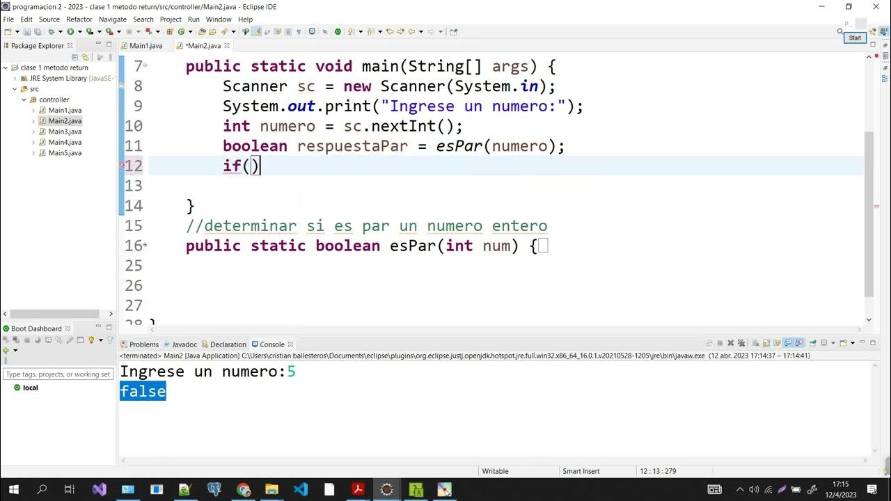 Metodos return en JAVA crear metodo para determinar si un numero es par ...