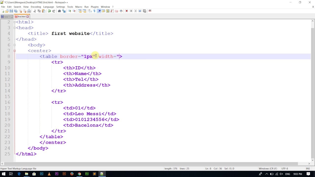 4 Table of HTML Tutorial - YouTube