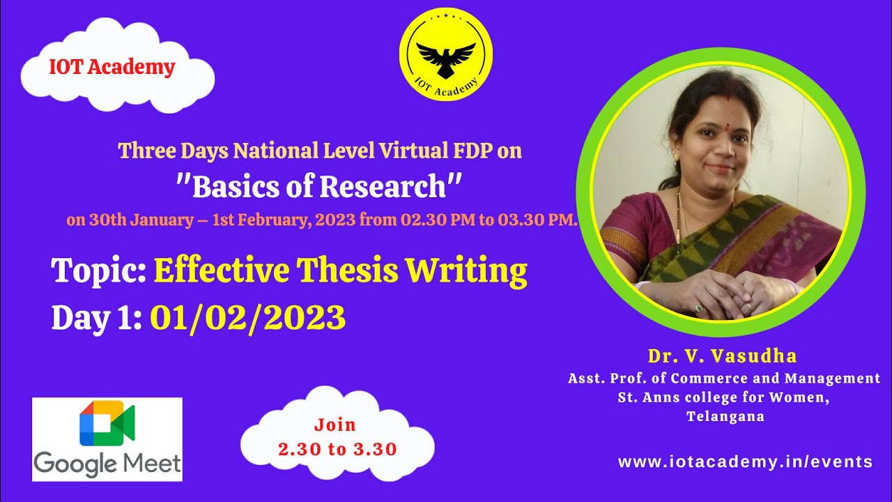 Effective Thesis Writing - FDP - Basics of Research