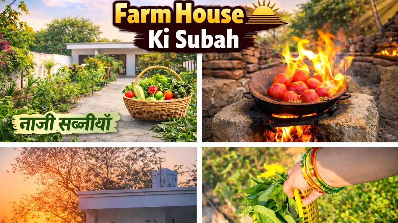 Farm House Ki Subah 🌄 | Desi Chulhe Par Khana & Fresh Sabziyaan 🥬