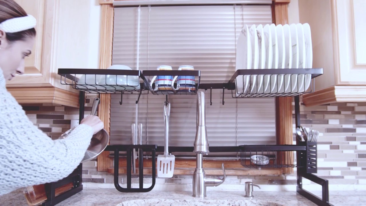 Tsmine large dish rack allin one kitchen storage YouTube