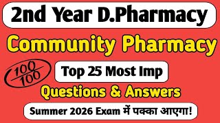 Community Pharmacy &amp; Management Summer 2026 Exam Top 25 IMP Questions &amp; Answers #msbte #bteup #exam