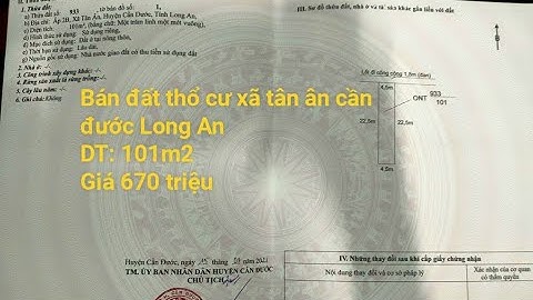 (đất đã bán)Bán 101m2 đất thổ cư xã tân ân cần đước Long An.