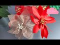 DIY Christmas Poinsettia Flower with Ribbon Easy Christmas Video Tutorial Home Decoration Ideas