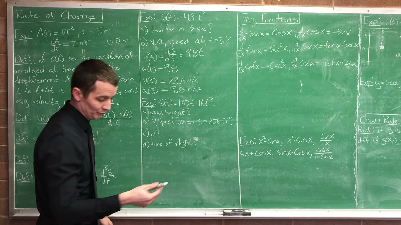 Lecture 10 (Calculus) Rate of Change, Trig Derivatives, Chain Rule, and Implicit Derivatives