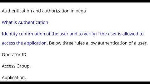 Authentication and Authorization in Pega