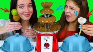 ASMR CHOCOLATE FOUNTAIN FONDUE CHALLENGE | EATING SOUNDS LILIBU