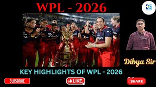 Key Highlights of WPL - 2026 // More Information on WP -2026 #dibyasir #wpl #wpl2026 #rcb #dc #quiz