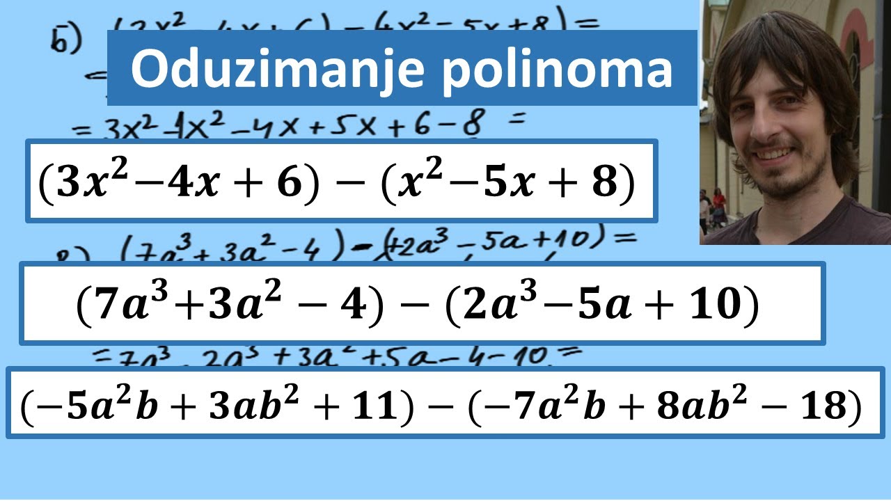 Oduzimanje polinoma osnovni zadaci