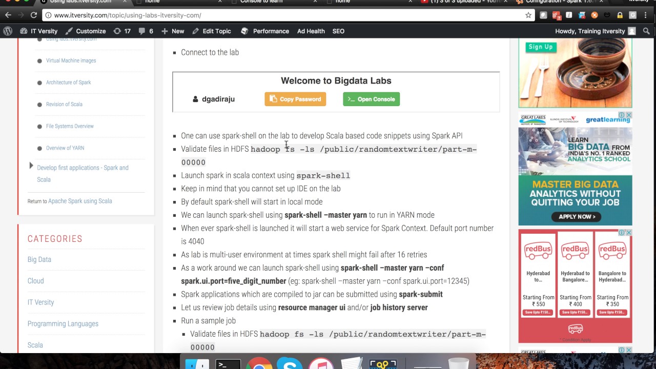 Using Big Data labs of itversity for Spark - YouTube