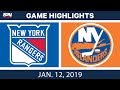 NHL Highlights | Rangers vs. Islanders - Jan. 12, 2019