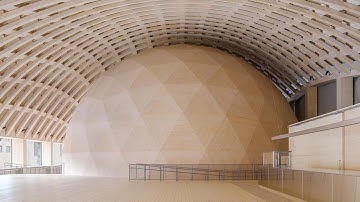 Elding Oscarson creates a spherical space with CLT dome as an extension of a museum in Stockholm