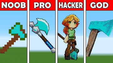 Pixel Art (NOOB vs PRO vs HACKER vs GOD) Diamond AXE in Minecraft